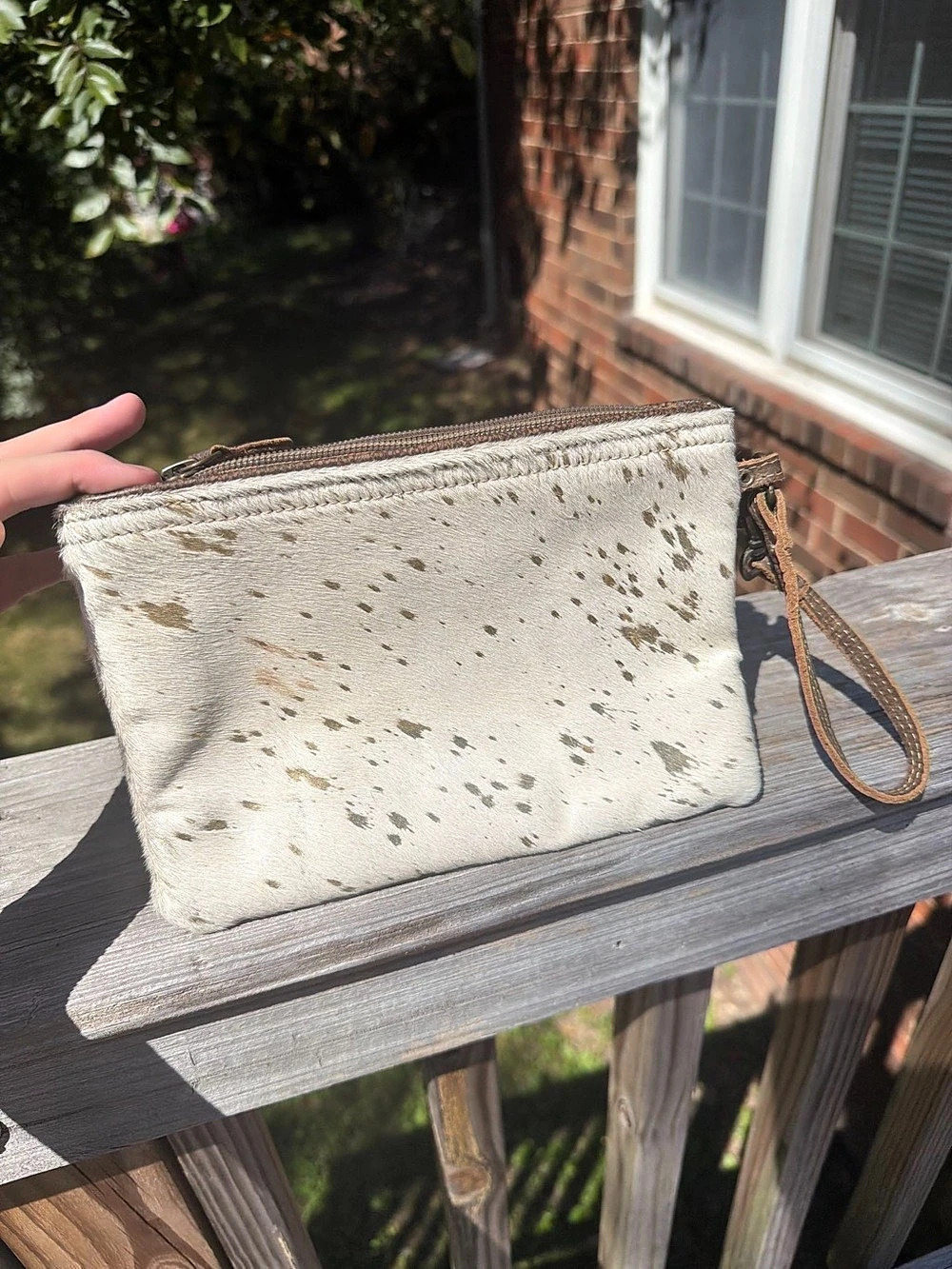 Wristlet in Cream & Brown